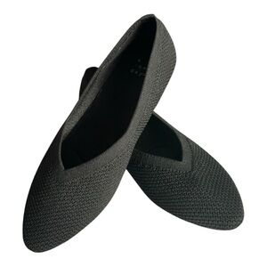 Women’s Claire Knit Black Textured Washable Ballet Style Flats Pointed Toe